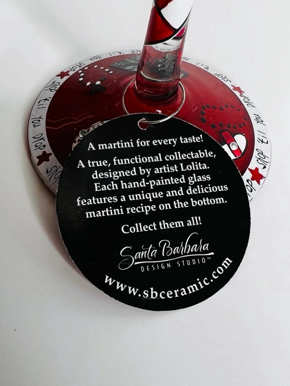 Lolita Shop Till You Drop Hand Painted Martini Glass with Box